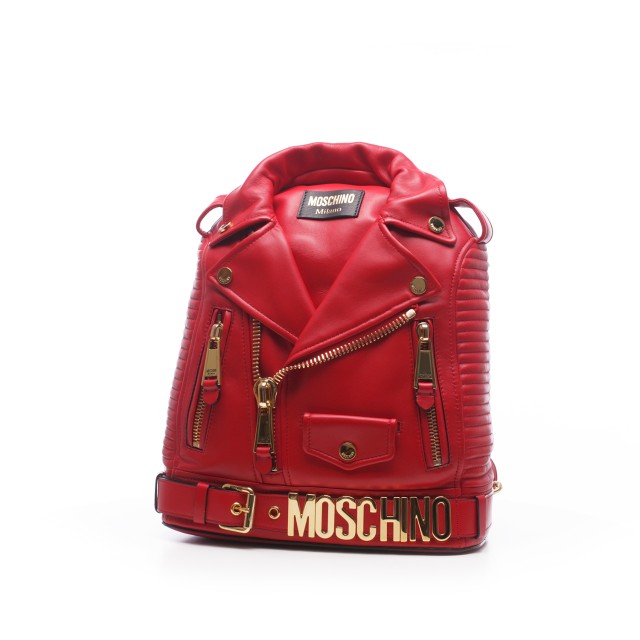 MOSCHINO 红色机车双肩包